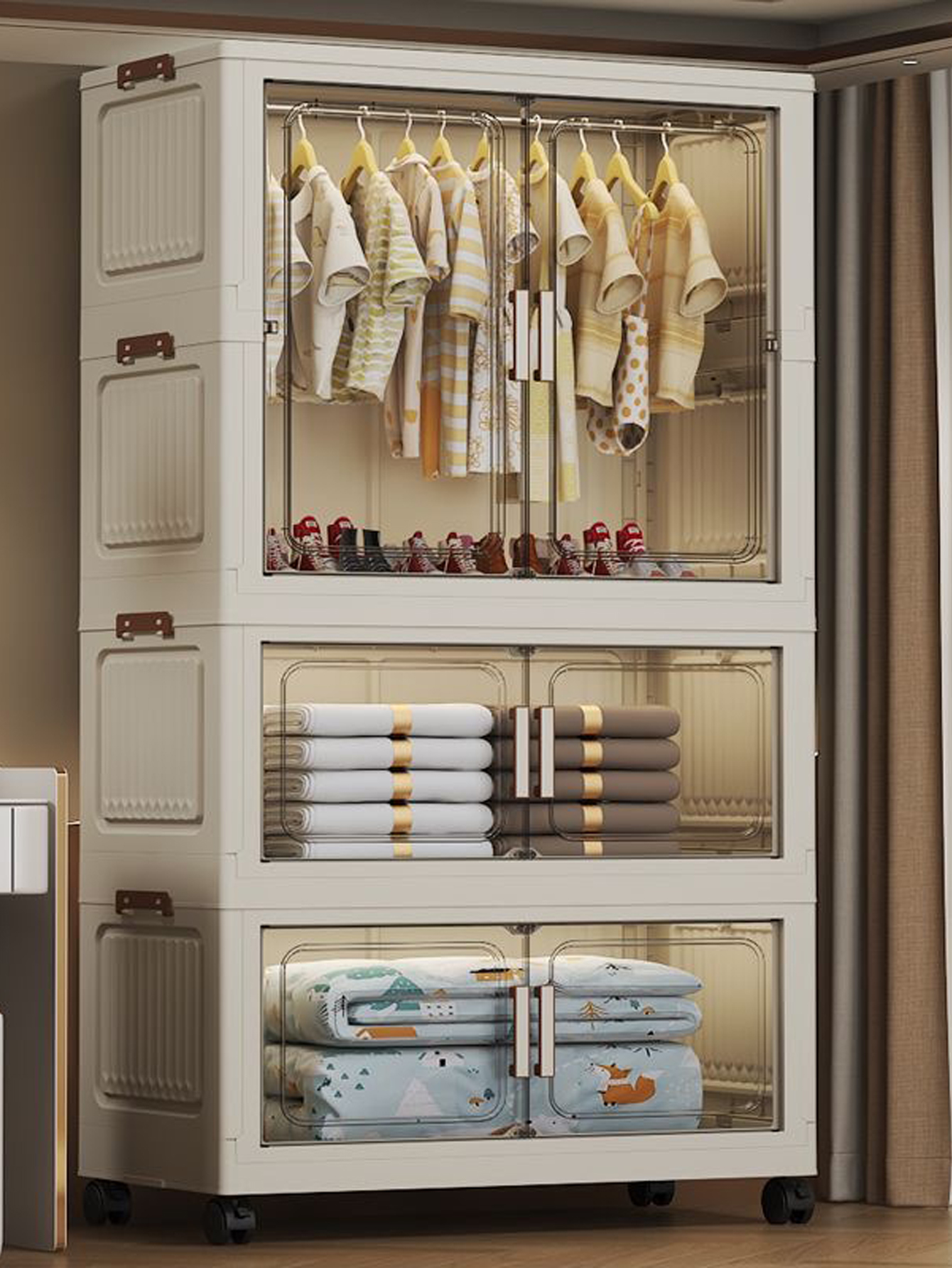 Baby Clothing Cupboard - Foldable Storage Cabinet Simple Bedroom Wardrobe
